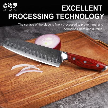 Gudaro - KENSHO 7-osainen keittiöveitsisarja akaasiapuuisessa telineessä