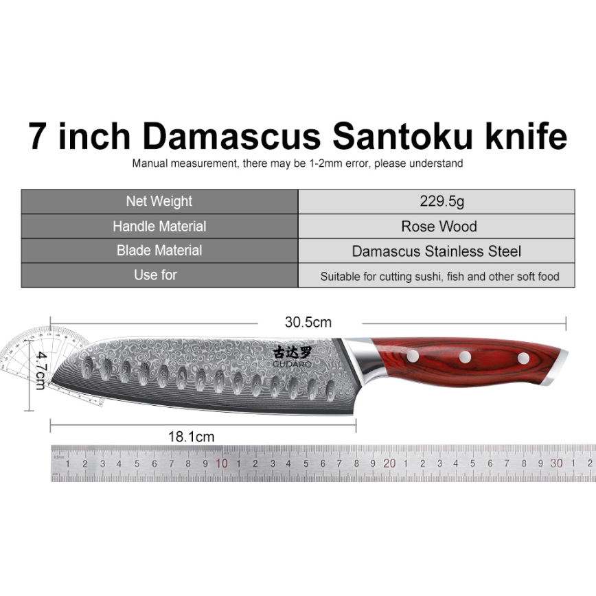 Gudaro - KENSHO 7-osainen keittiöveitsisarja akaasiapuuisessa telineessä