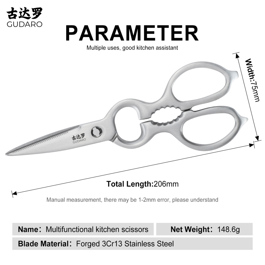 Gudaro - RONIN siipikarjansakset 20,6 cm, ruostumaton teräs