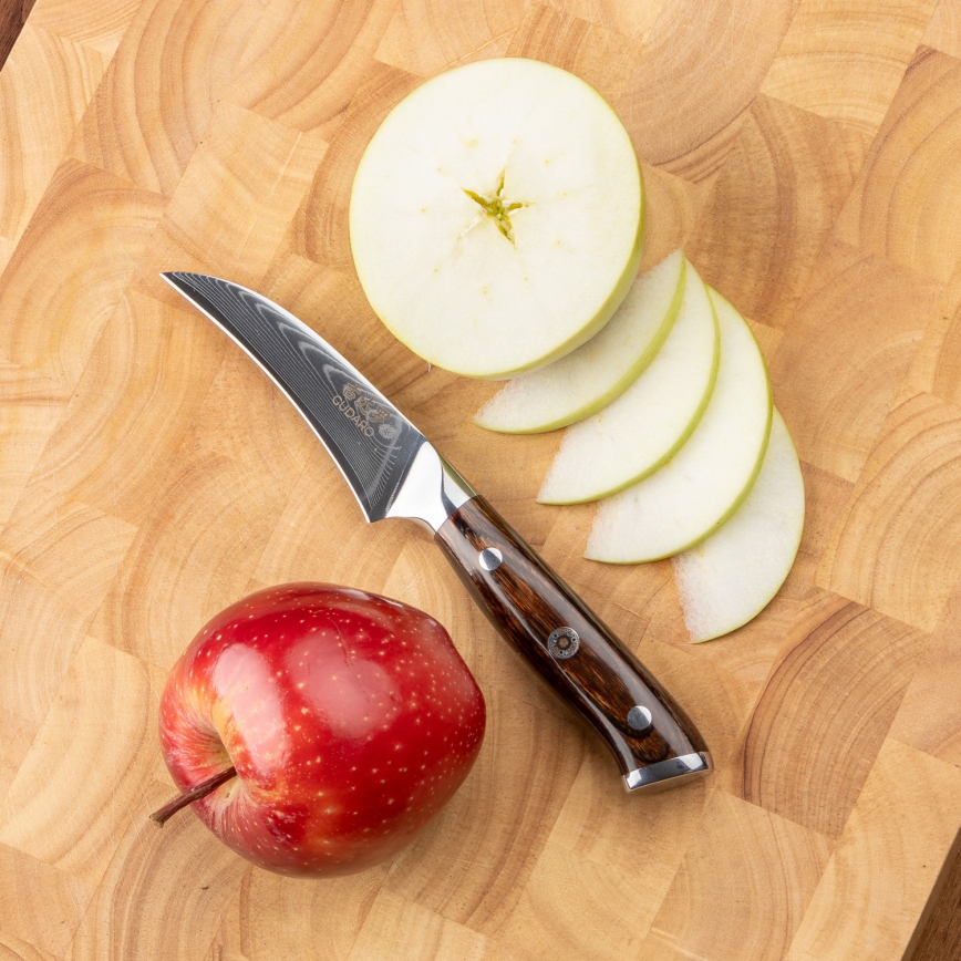 Gudaro - SETTI 2x damaskiteräksinen Santoku-keittiöveitsi FENG 7,5, 67 kerrosta terästä, pituus 18 cm + 1x ILMAINEN damaskiteräksinen hedelmäveitsi FENG 3,5, 67 kerrosta terästä, pituus 9,5 cm