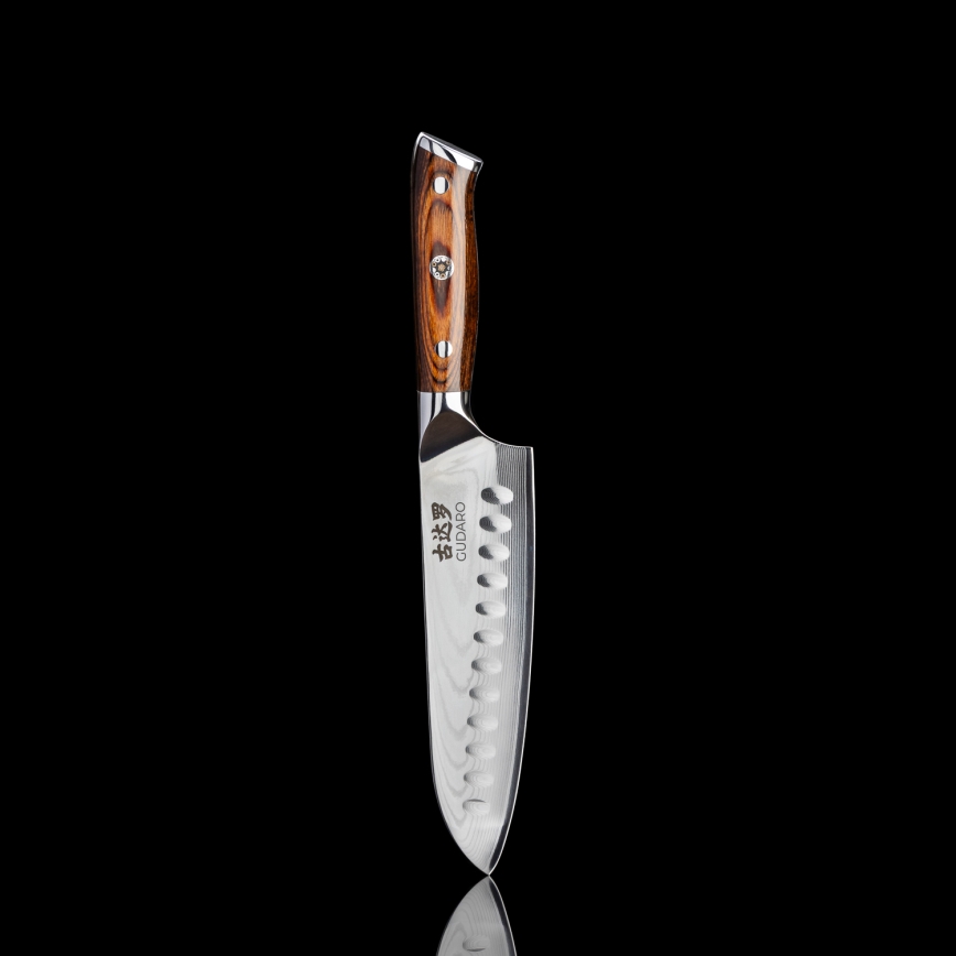 Gudaro - SETTI 2x damaskiteräksinen Santoku-keittiöveitsi FENG 7,5, 67 kerrosta damaskiterästä, pituus 18 cm + 1x ILMAINEN damaskiteräksinen keittiöveitsi FENG 3,5, 67 kerrosta damaskiterästä, pituus 9,5 cm