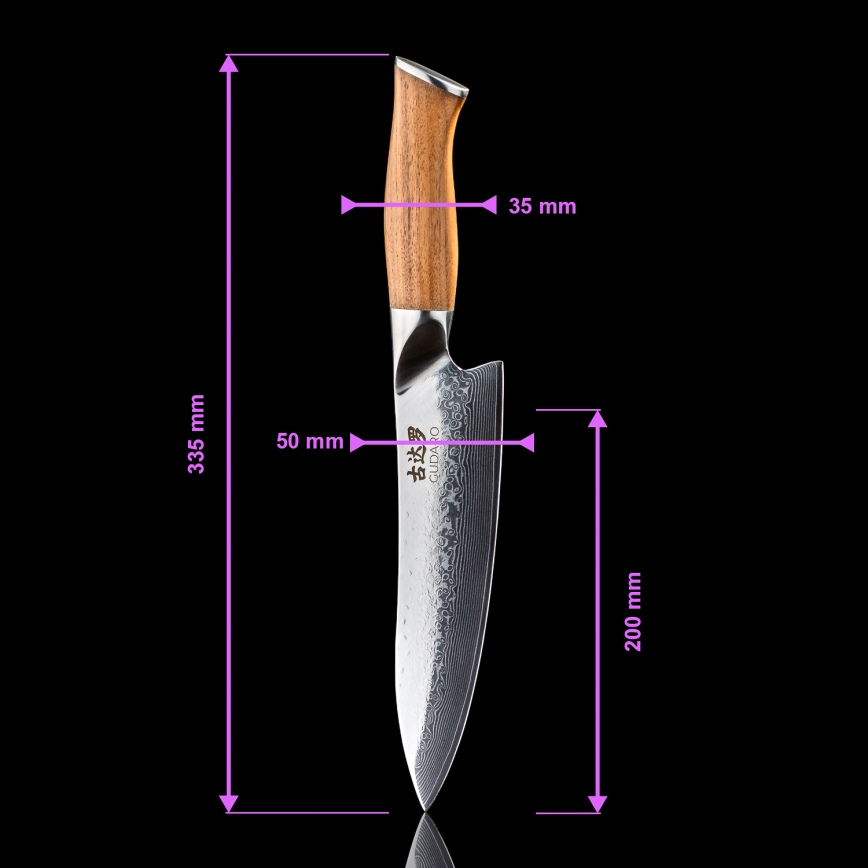 Gudaro - 5-osainen damaskusteräinen TAKUMI-keittiöveitsisetti + veitsiteline ja kanansakset