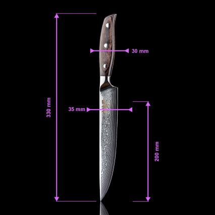 Gudaro - SETTI 5x damaskiteräksinen keittiöveitsi SHIRO + magneettiteline