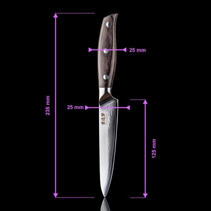 Gudaro - SETTI 5x damaskiteräksinen keittiöveitsi SHIRO + magneettiteline