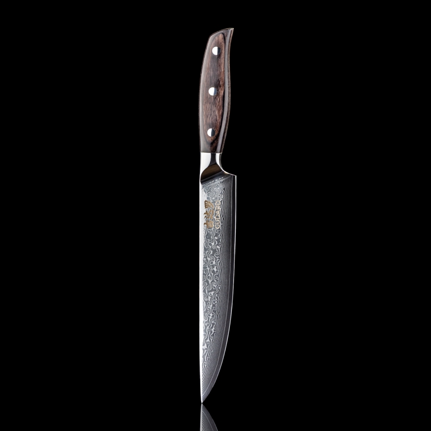 Gudaro - SHIRO 8, 67-kerroksinen damaskiteräsinen viipalointiveitsi, terän pituus 20 cm