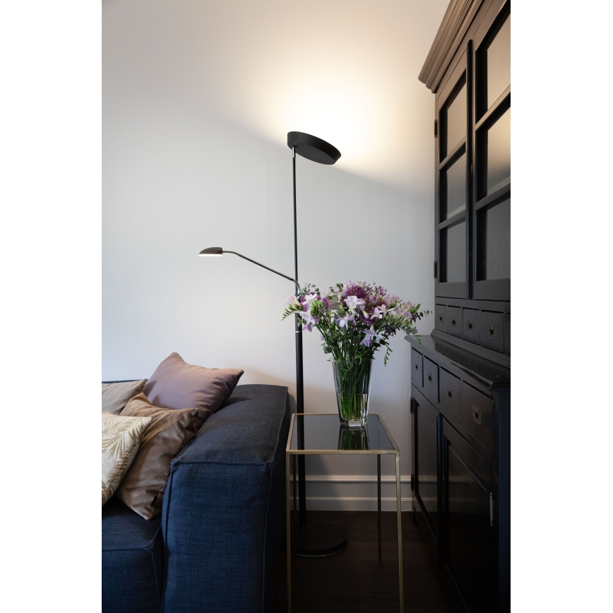 Halo Design 716067 - LED himmennettävä lattiavalaisin VEGAS LED/20W/230V + LED/5W musta/kiiltävä kromi