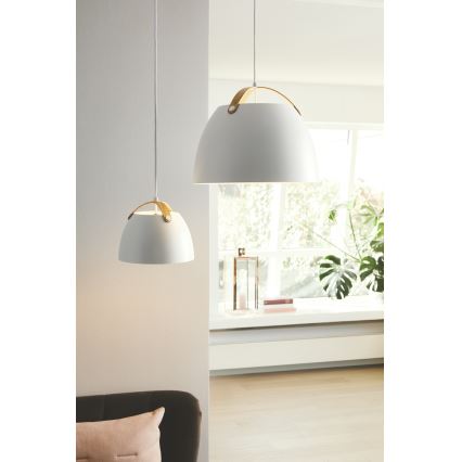 Halo Design 734870 - OSLO-riippuvalaisin johdolla 1xE27/40W/230V Ø 40 cm valkoinen/tammi