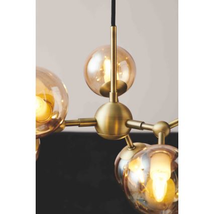 Halo Design 736560 - Ripustettava valaisin vaijerilla ATOM 6xG9/28W/230V Ø 45 cm messinki/savuinen beige