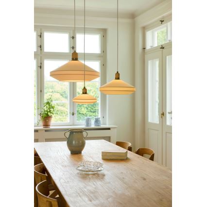 Halo Design 744091 - PARIS-riippuvalaisin johdolla 1xE14/40W/230V, halkaisija 24 cm, kerma/messinki/tammi