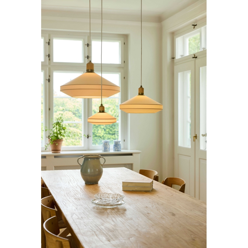 Halo Design 744091 - PARIS-riippuvalaisin johdolla 1xE14/40W/230V, halkaisija 24 cm, kerma/messinki/tammi