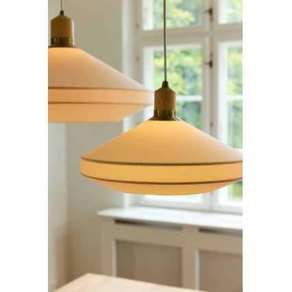 Halo Design 744091 - PARIS-riippuvalaisin johdolla 1xE14/40W/230V, halkaisija 24 cm, kerma/messinki/tammi