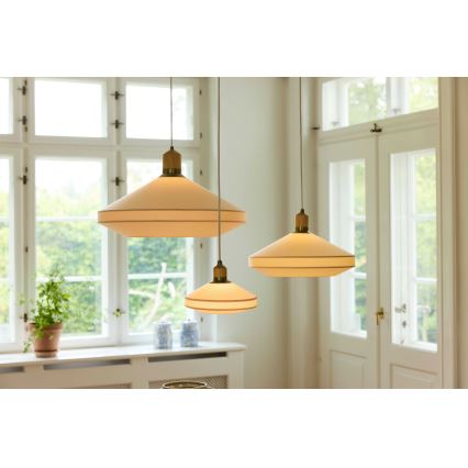Halo Design 744091 - PARIS-riippuvalaisin johdolla 1xE14/40W/230V, halkaisija 24 cm, kerma/messinki/tammi