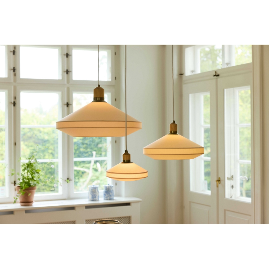 Halo Design 744091 - PARIS-riippuvalaisin johdolla 1xE14/40W/230V, halkaisija 24 cm, kerma/messinki/tammi