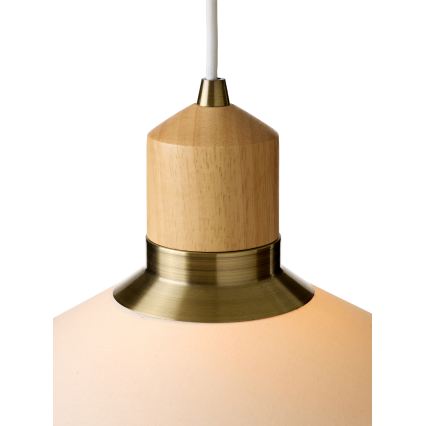 Halo Design 744091 - PARIS-riippuvalaisin johdolla 1xE14/40W/230V, halkaisija 24 cm, kerma/messinki/tammi