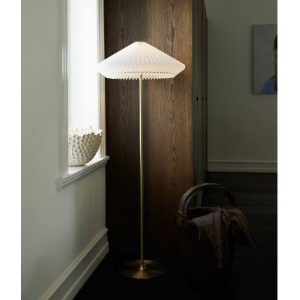 Halo Design 745050 - Lattiavalaisin PARIS 1xE27/40W/230V messinki/valkoinen/tammi