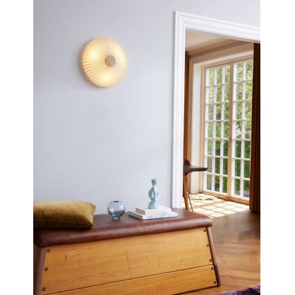 Halo Design 745081 - Seinävalaisin PARIS 3xG9/28W/230V Ø 40 cm valkoinen/messinki/tammi