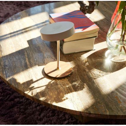 Halo Design 745760 - LED-himennettävä ladattava pöytävalaisin ON THE MOVE LED/2,5 W/4000 mAh valkoinen/puu