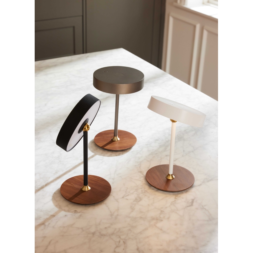 Halo Design 745760 - LED-himennettävä ladattava pöytävalaisin ON THE MOVE LED/2,5 W/4000 mAh valkoinen/puu