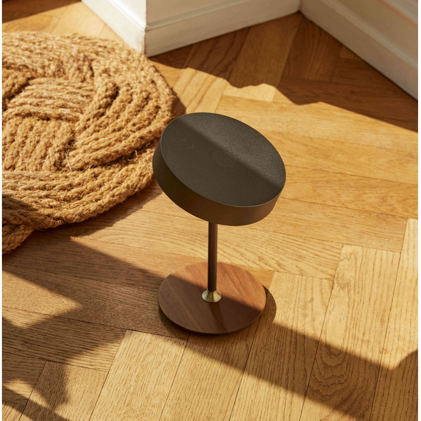 Halo Design 745791 - LED-himmennettävä ladattava pöytävalaisin ON THE MOVE LED/2,5W/4000 mAh harmaa/puu