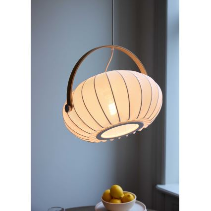 Halo Design 746347 - Riippuvalaisin johdolla DC 1xE27/40W/230V halkaisija 40 cm valkoinen/tammi