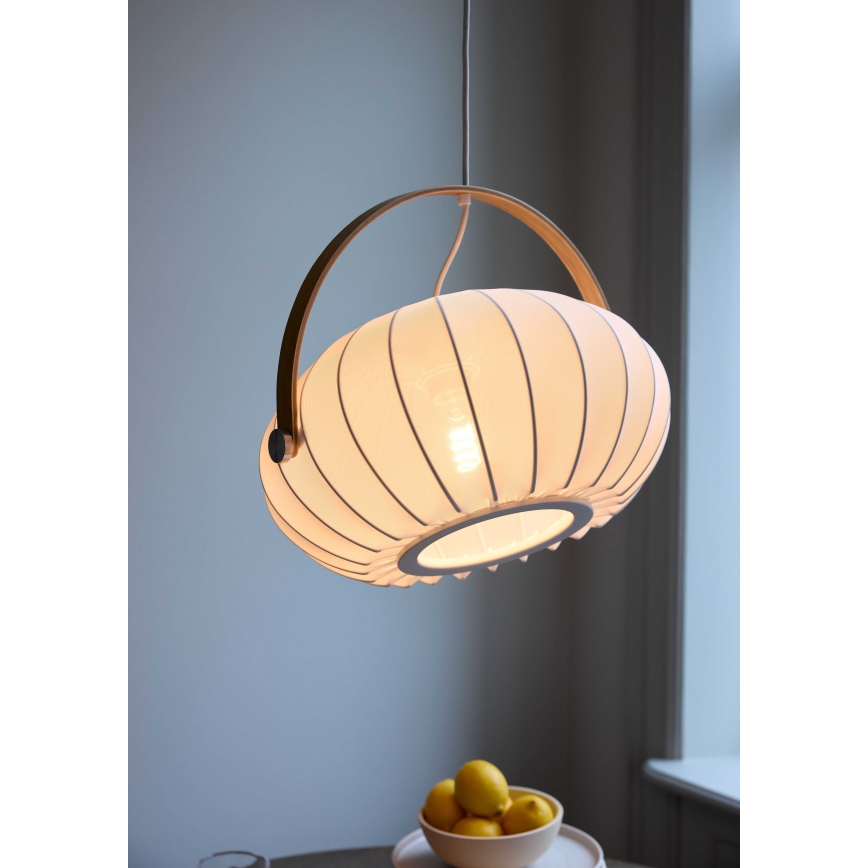 Halo Design 746347 - Riippuvalaisin johdolla DC 1xE27/40W/230V halkaisija 40 cm valkoinen/tammi