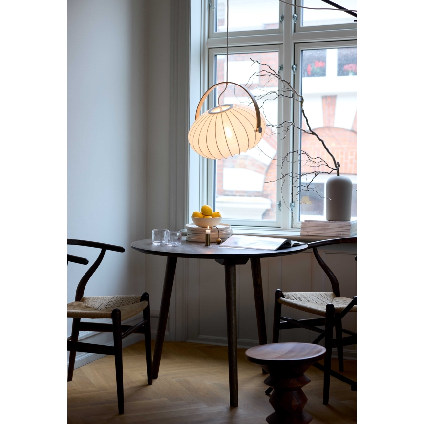 Halo Design 746347 - Riippuvalaisin johdolla DC 1xE27/40W/230V halkaisija 40 cm valkoinen/tammi