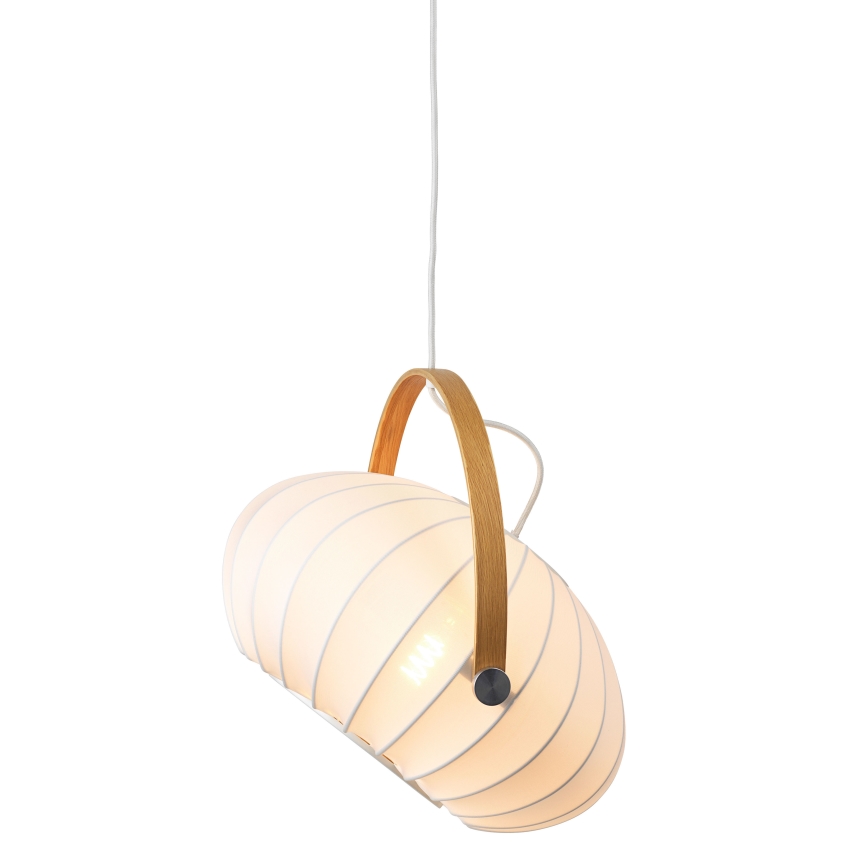 Halo Design 746347 - Riippuvalaisin johdolla DC 1xE27/40W/230V halkaisija 40 cm valkoinen/tammi