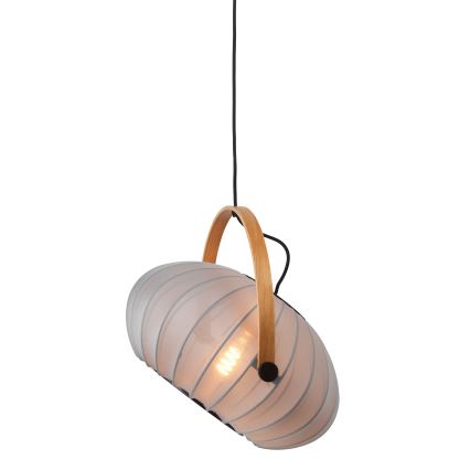 Halo Design 746354 - Riippuvalaisin johdolla DC 1xE27/40W/230V halkaisija 40 cm harmaa/tammi