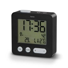 Hama - Herätyskello LCD-näytöllä ja lämpömittarilla 2xAAA musta