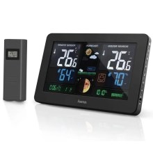 Hama - Sääasema värillisellä LCD-näytöllä ja herätyskellolla + USB musta
