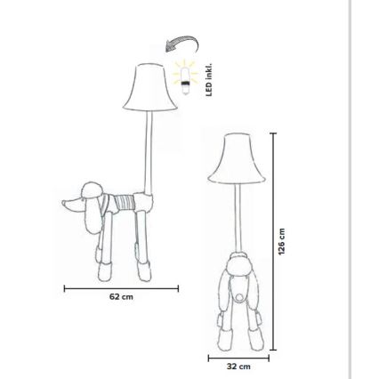 Happy Lamps - LED Lasten lattiavalaisin BELLO LED/5,4W/230V villakoira