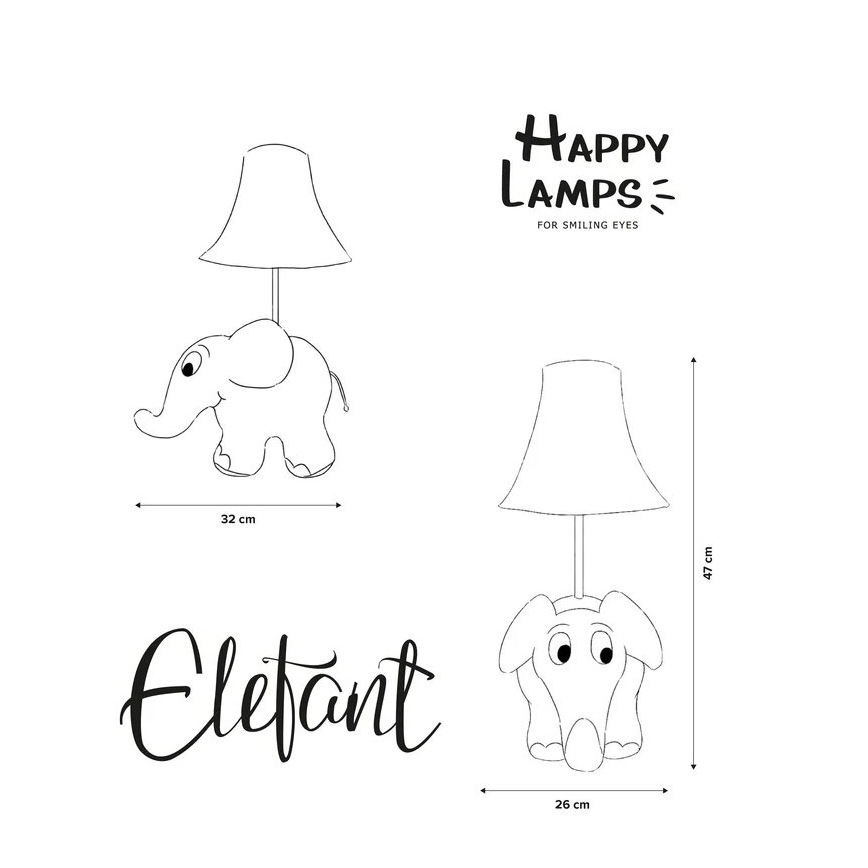 Happy Lamps - LED Lasten pöytälamppu ELEPHANT FROM SENDUNG MIT DER MAUS LED/5,4W/230V norsu