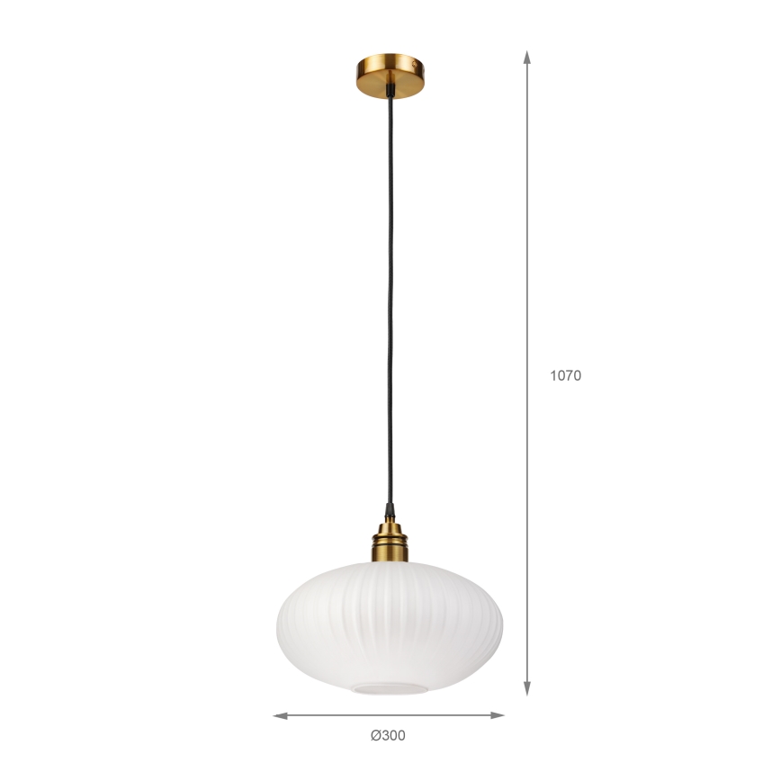 HECTOR-riippuvalaisin ripustuskaapelilla 1xE27/15W/230V valkoinen/messinki, Ø 30 cm