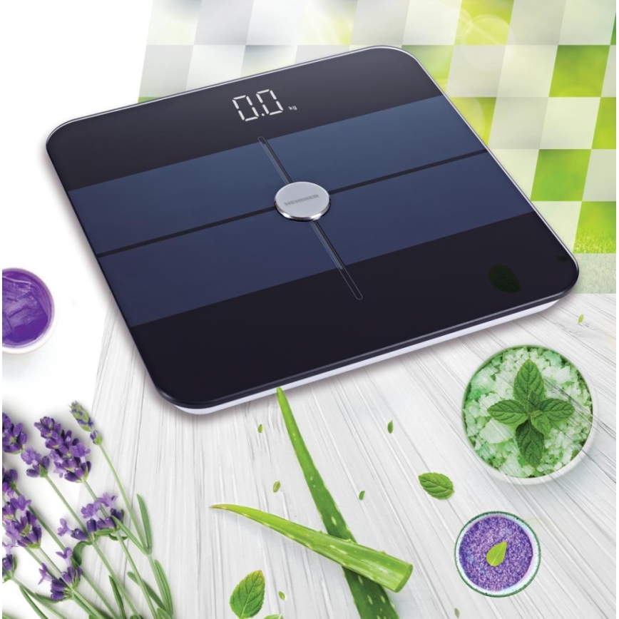 Heinner HBS-BTH180BK - Digitaalinen henkilövaaka 2x AAA musta/sininen