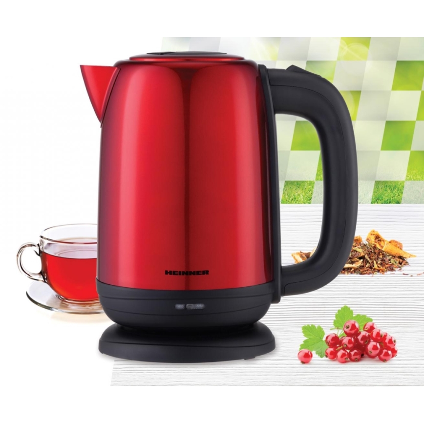 Heinner HEK-2200RDSS - Nopea vedenkeitin 1,7 l 2200W/230V punainen/musta