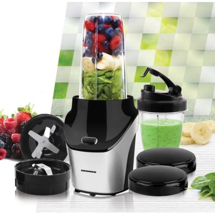 Heinner HSB-T1000SS - Smoothie-nutri-blenderi 1000 W/230 V mattakromi/musta