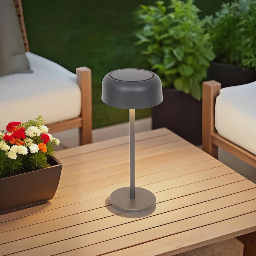 Hesperide - BOLTY LED-aurinkokäyttöinen pöytävalaisin LED/3,7V 2600 mAh IP65 antrasiitti