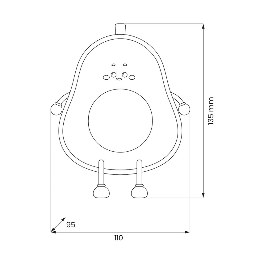 LED-himmennettävä ladattava kosketusohjattu lasten yölamppu AVOCADO LED/1W/5V 1200 mAh