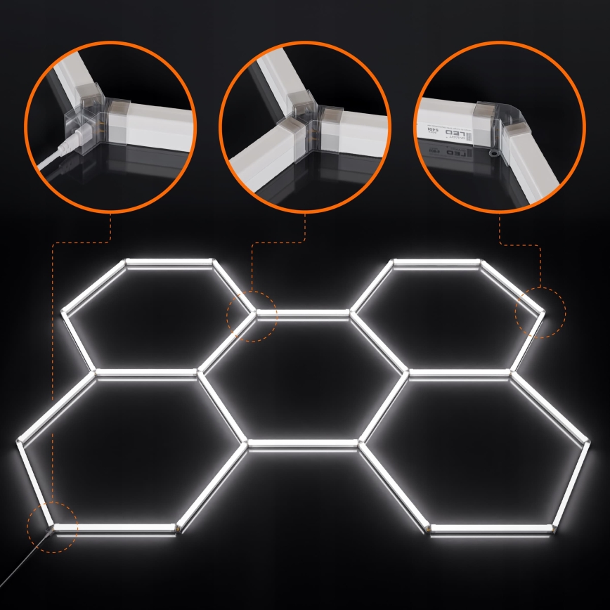 Himmennettävä LED-kattovalaisin HEXAGON LED/192W/85-265V 5000K 160x221 cm CRI 90 IP54 valkoinen