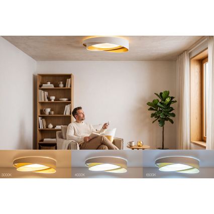 Himmennettävä LED-kattovalaisin SMART GALAXY MODERN LED/24W/230V 3000–6500K halkaisija 55 cm valkoinen/kultainen + kaukosäädin