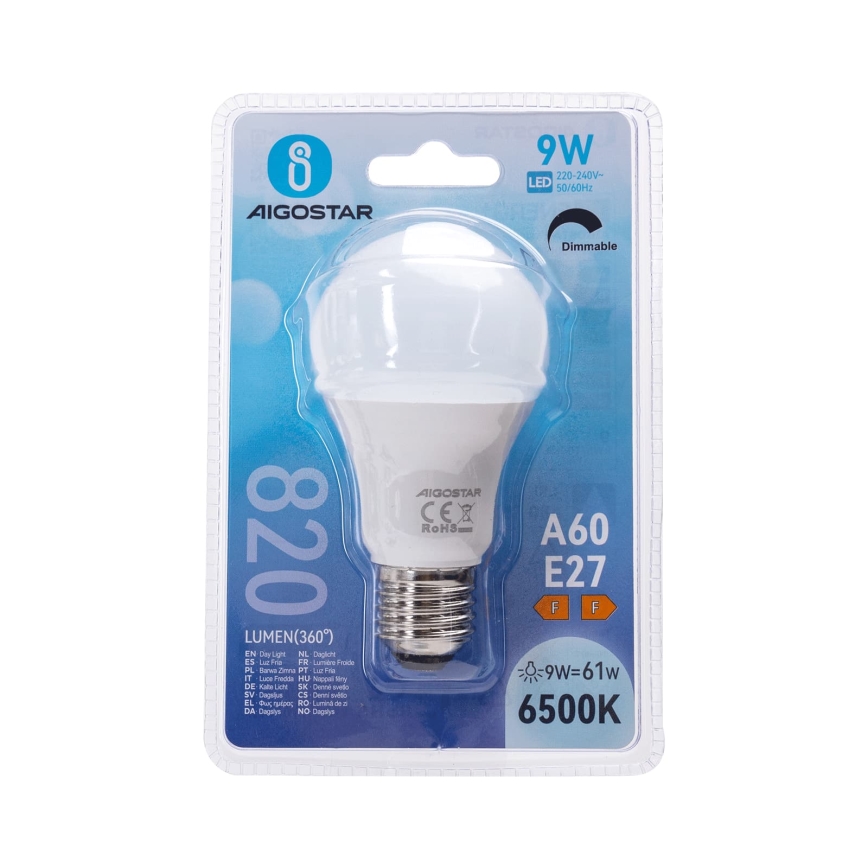 Himennettävä LED-polttimo A60 E27/9W/230V 6500K - Aigostar