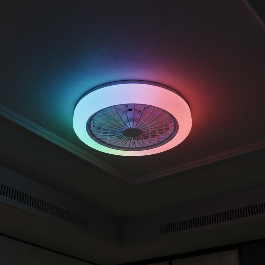 LED RGBW himmennettävä kattovalaisin tuulettimella ZAMBIA LED/24W/230V 3000-6500K valkoinen + kaukosäädin