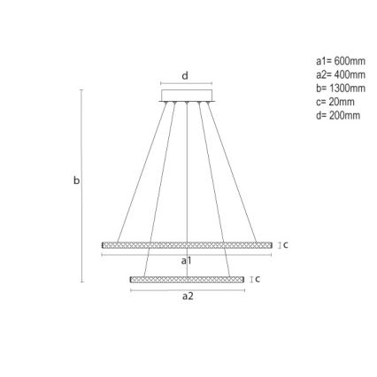 Himennettävä LED-riippuvalaisin kaapelilla LED/150W/230V 3000-6500K + kaukosäädin