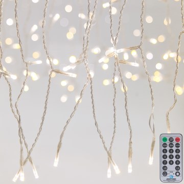 Himennettävä ulkokäyttöön soveltuva LED-jouluverho CURTAIN 360xLED/8,4W/230V 2x2 m IP44 lämmin valkoinen + kaukosäädin