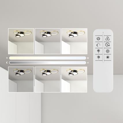 Himmennettävä ALIZEE LED-kattovalaisin/30W/230V 3000-6500K musta/kulta