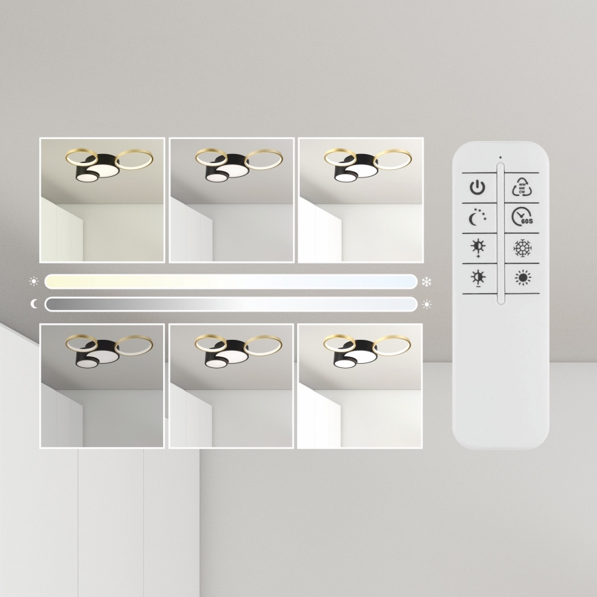 Himmennettävä ALIZEE LED-kattovalaisin/30W/230V 3000-6500K musta/kulta