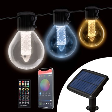 Himmennettävä aurinkokäyttöinen LED-valosarja 15xLED/1,5W/3,7/5V 2700-10000K 2200 mAh 9 m IP65 musta + kaukosäädin