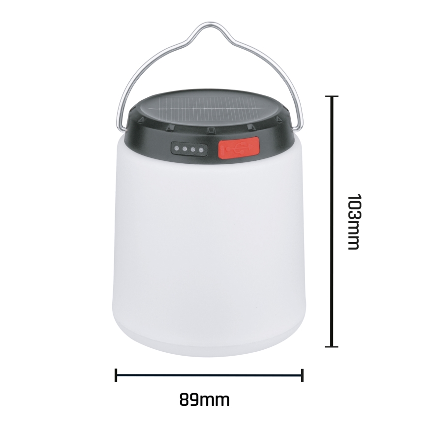Himmennettävä kannettava LED-aurinkokennolla ladattava lamppu LUMINA TUBO LED/5V 800 mAh