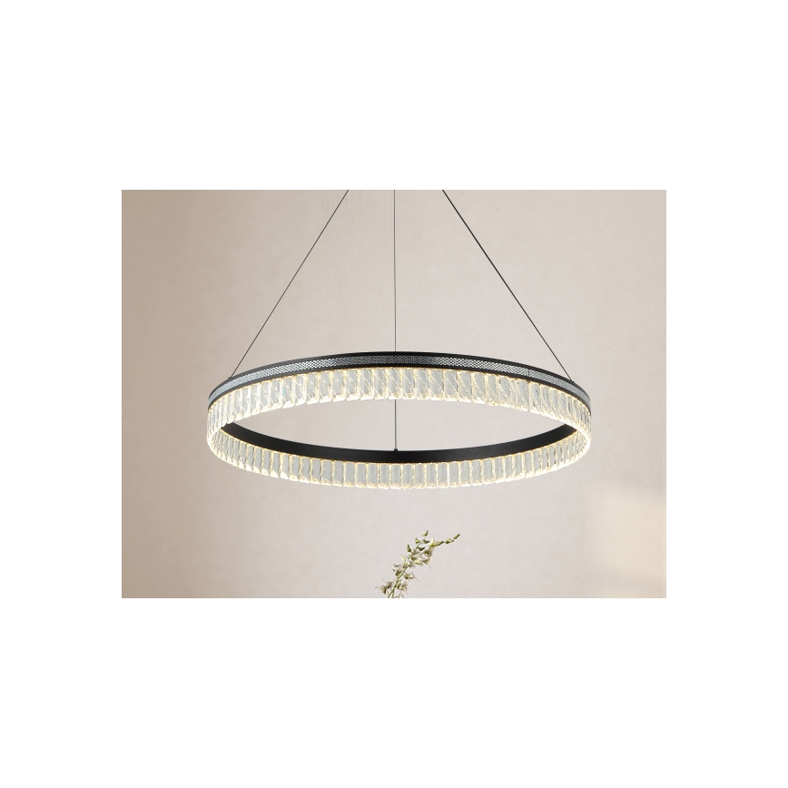 LED-himmennettävä kristallikruunu vaijerilla THALIA LED/55W/230V 3000-6000K halkaisija 80 cm + kaukosäädin