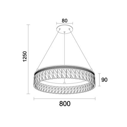 LED-himmennettävä kristallikruunu vaijerilla THALIA LED/55W/230V 3000-6000K halkaisija 80 cm + kaukosäädin